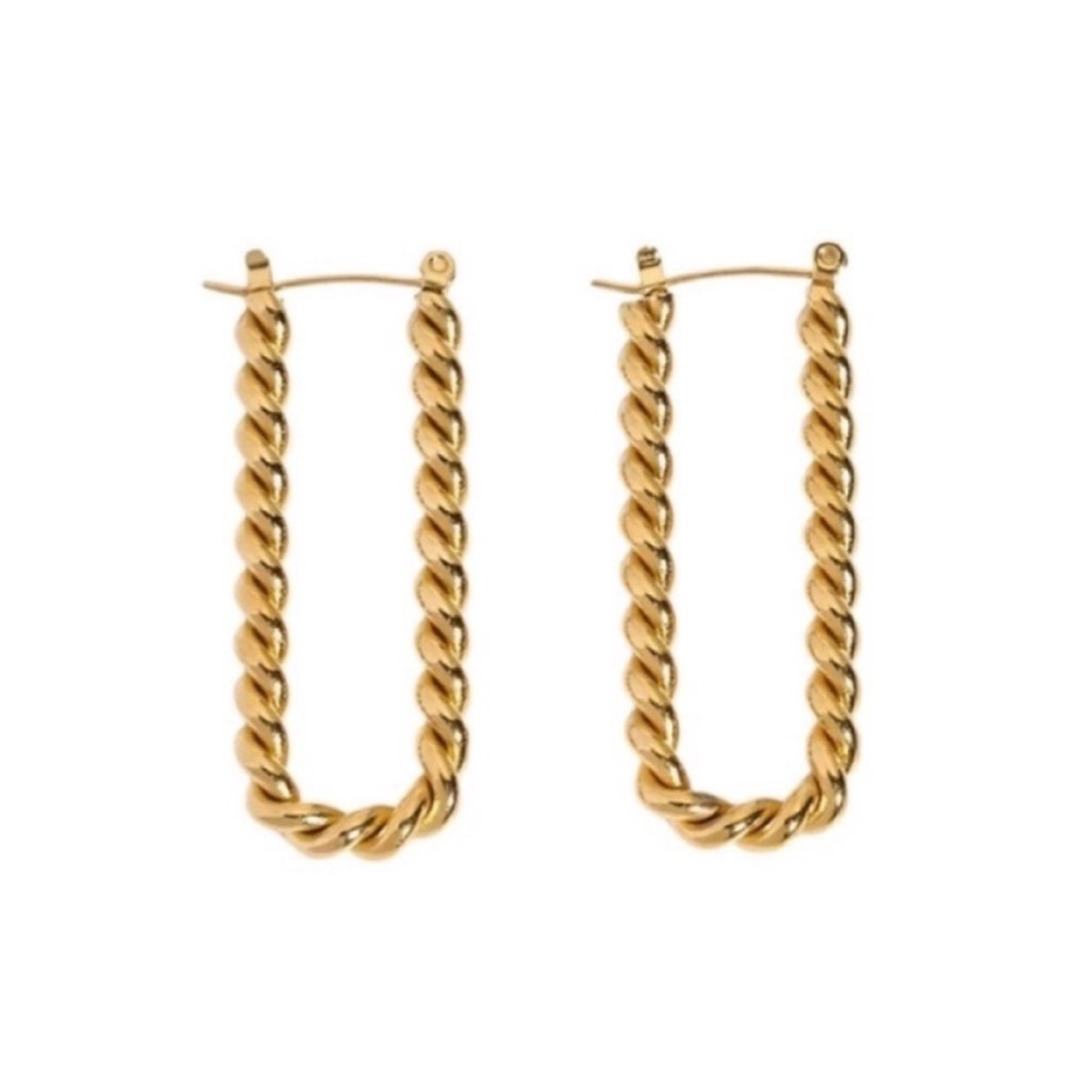 New! Gold Plated Cable Hoop Earrings (1058) NWOT